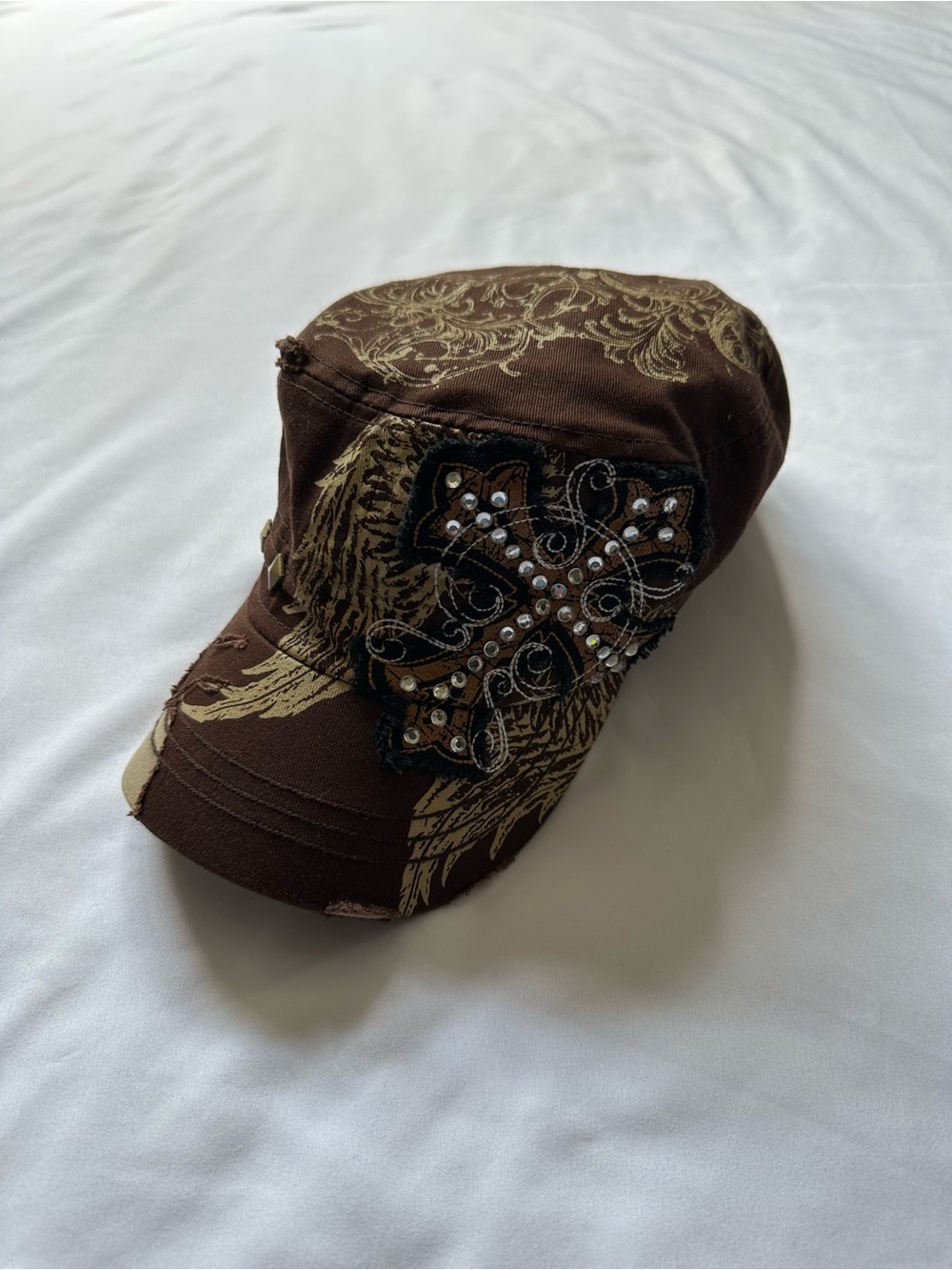 Y2K Sanava Brown Embellished Women's Hat